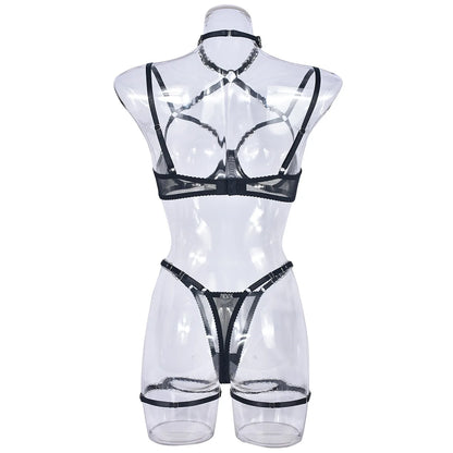 Conjunto De Lencería Sensual Sujetador Abierto Mujer Sin Censura Bilizna Conjunto De Sujetador Halter Trajes Bilizna 