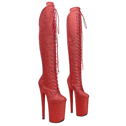 glitter PU upper y boots 23CM/9inches  High Heels Platform Pole Dance shoes