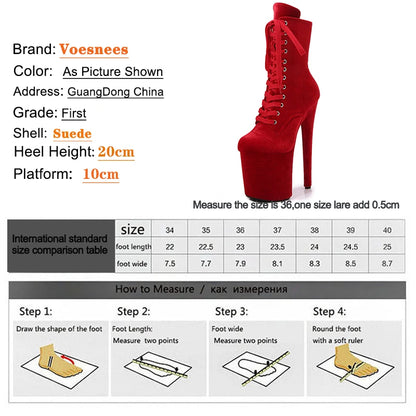 20cm/8Inch Sexy Black Platform Pole Dance Women Shoes Ultrahigh Heels Suede Ankle Boots Sexy Stripper Shoes Laces Round Head