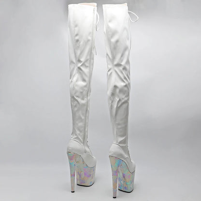 20CM/8inches Shiny Patent PU  Upper with snake PU  High Heel platform Boots Pole Dance boots