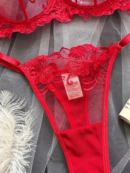 Ellolace Fancy Lingerie Floral Sheer Lace Erotic Sex Suit Fantasy Sexys Well-Looking Underwear Sensual Intimate Goods Exotic Set
