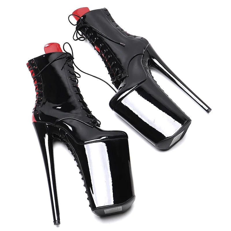 26CM/10inches Patent Upper Black with Red   y exotic High Heel platform party shoes Pole Dance boot