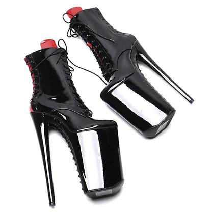 26CM/10inches Patent Upper Black with Red   y exotic High Heel platform party shoes Pole Dance boot