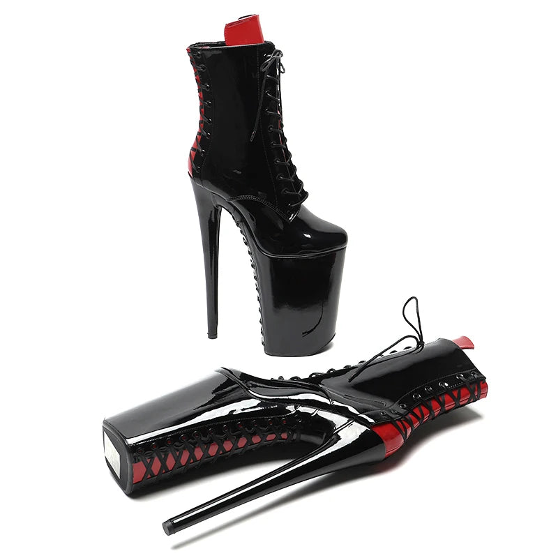 26CM/10inches Patent Upper Black with Red   y exotic High Heel platform party shoes Pole Dance boot