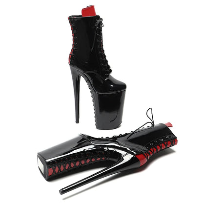 26CM/10inches Patent Upper Black with Red   y exotic High Heel platform party shoes Pole Dance boot