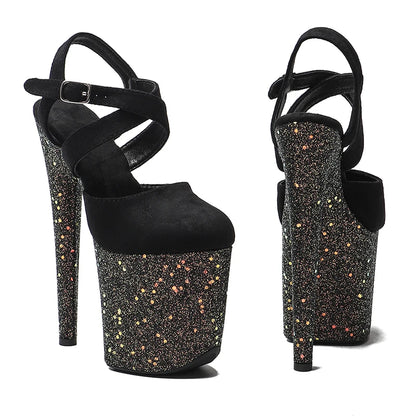 8Inch/20cm Suede Upper with Glitter   Platform Sandals party High Heels Shoes Pole Dancing Shoes
