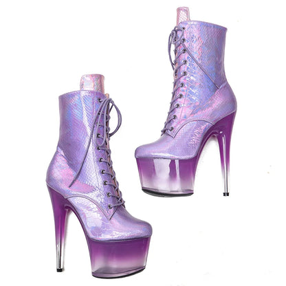 17CM/7inches The gradient  Boots Nightclub  Stiletto Pumps Side Zipper High Heels Women's Party Shoes  platform Boots 3L
