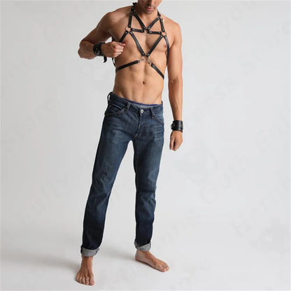 Bdms Exotic Body Leather Harness Male  Lingerie Chest Straps Adjustable Buckle For y Mens Harness For   Rave