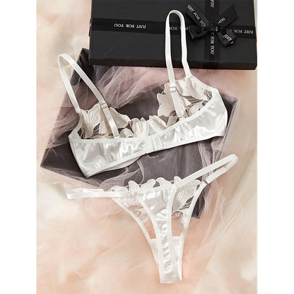 Ellolace Lingeries Sets Sexy Embroidery Lace Bra Erotic Outfit See Through Romantic Only Fans Lingeries Sissy Bilizna Couple Kit