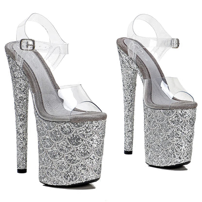 8Inch/20cm Women's Platform Sandals  party High Heels Shoes  Bling Sequins Fashion Shoes Pole Dancing Shoes 1B