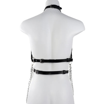 Sexy Body Chain Harness For Women Gothic Belt Lingerie Bra Strap   Pu Leather Chest Cosplay Goth Waist Garter Belts