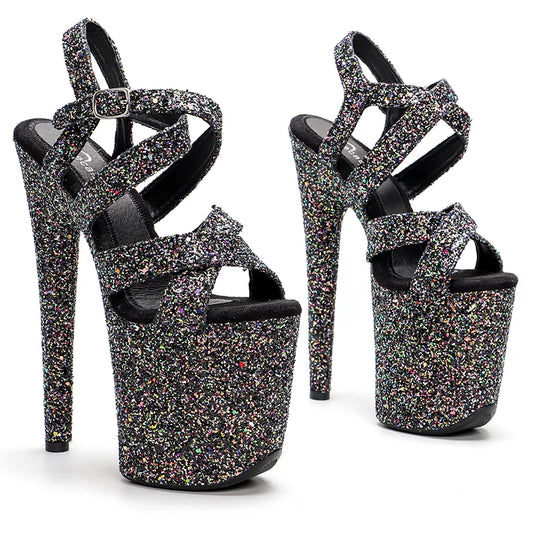 20cm/ 8inches glitter upper  for Party Club Stripper Heels pole dance shoes