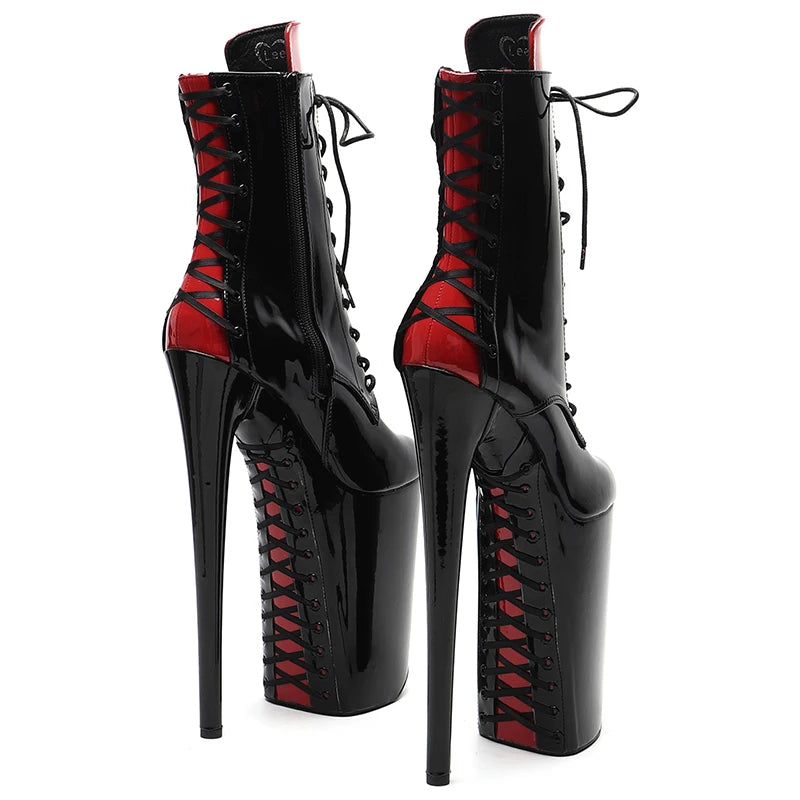 26CM/10inches Patent Upper Black with Red   y exotic High Heel platform party shoes Pole Dance boot