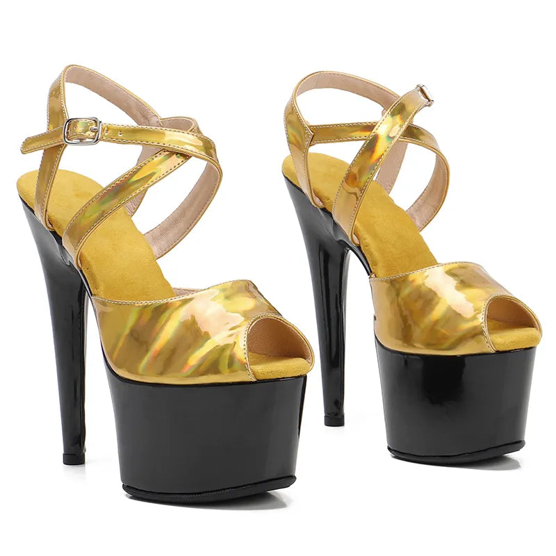 17cm/7inch PU Upper fancy pole dance lady shoe high heel platform pole dance shoes