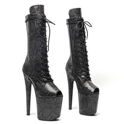 20CM/8Inch Serpentine pattern  new design  Boots Nightclub Stage High Heel Bottom Boots 4B