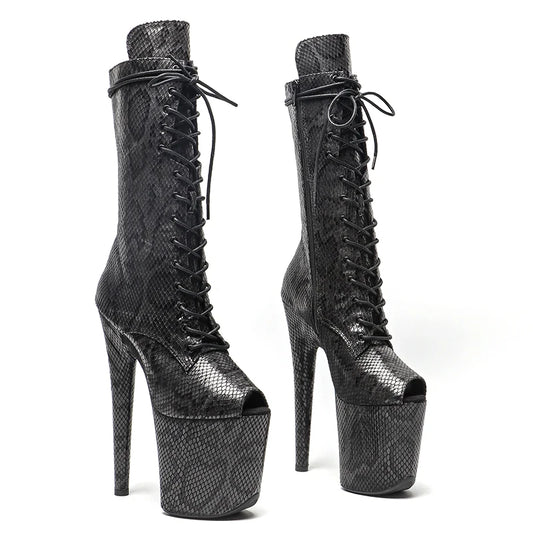 20CM/8Inch Serpentine pattern  new design  Boots Nightclub Stage High Heel Bottom Boots 4B
