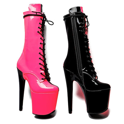20CM/8Inch color matching  boots heel platform  ankle y  boots model nightclub super high heel   4BY