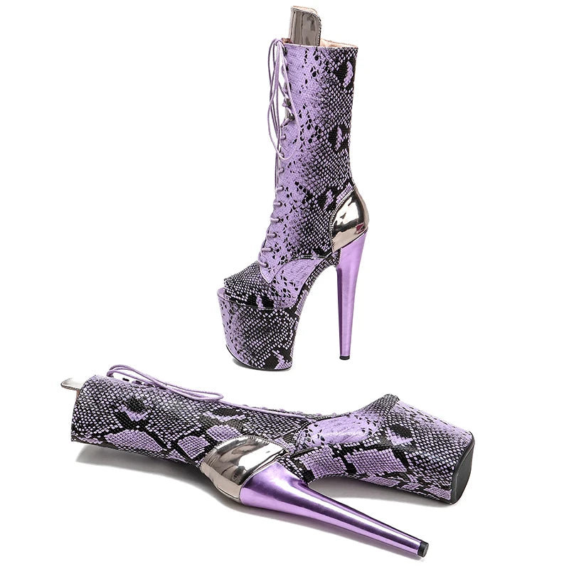 20CM/8Inch Snake  upper  lady fashion  boots   for  party  Platform  High Heels Pole Dance boot