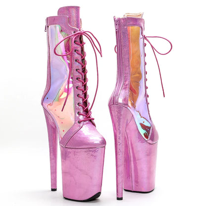 23CM/9inches  Extreme High Heels Platform Boots Lace Up y Pole Dancing Ankle Boots women boot 4B