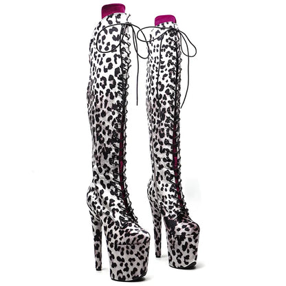 20CM/8inches Leopard Upper with Suede tongue  Pole dancing shoes High Heel platform Boots Pole Dance boots