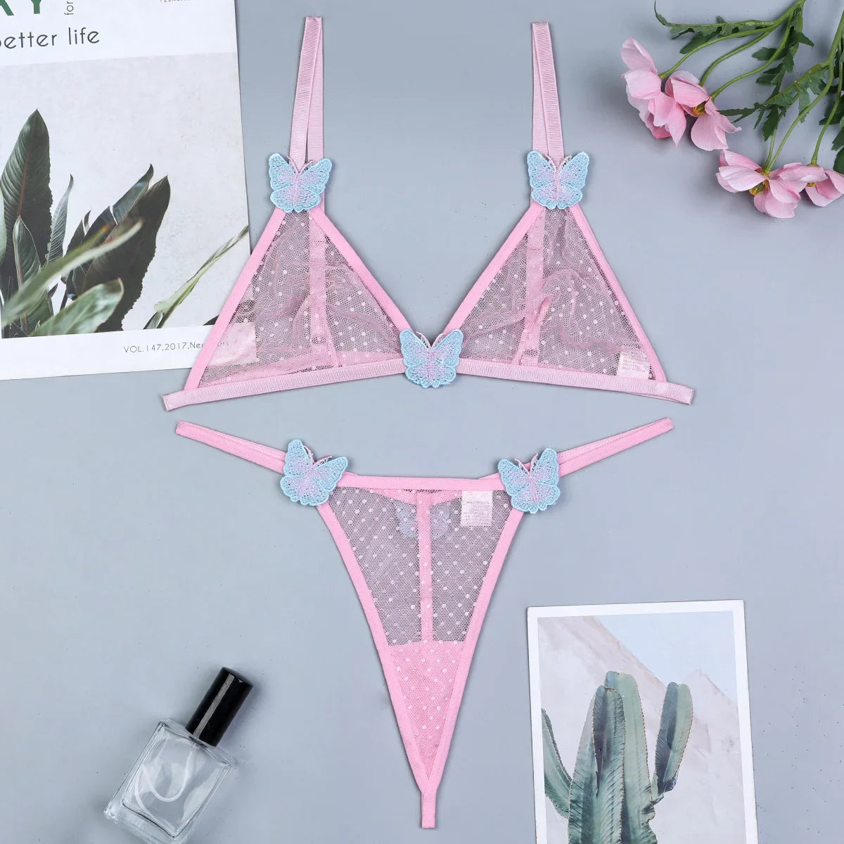 Ellolace Polka Dot Lingerie Butterfly Lace Porn Sexy Outfits Transparent Sex Shop Onlyfans g-String Sensual Tulle Underwear