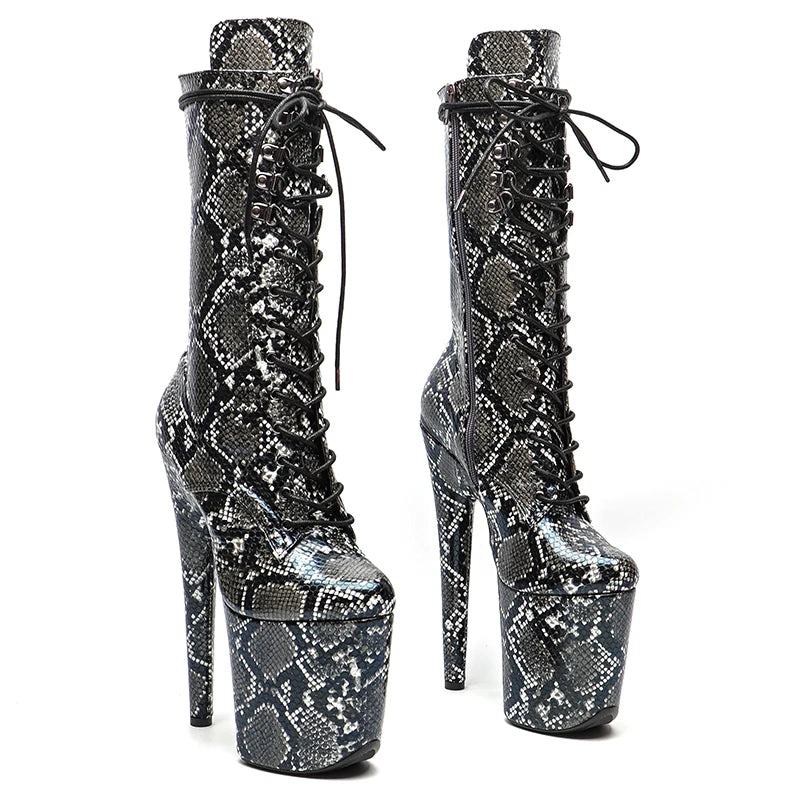 Snake 20CM/8inches Pole dancing shoes High Heel platform Boots closed toe Pole Dance boots
