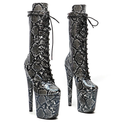 Snake 20CM/8inches Pole dancing shoes High Heel platform Boots closed toe Pole Dance boots