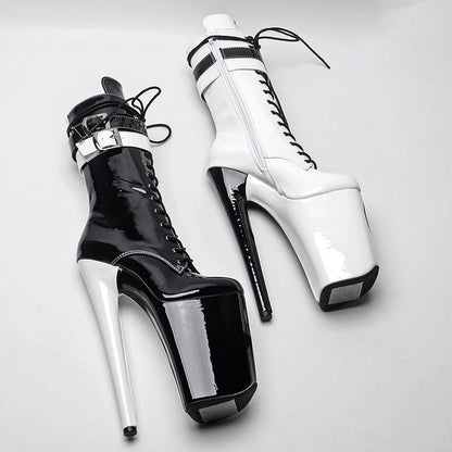 23CM/9inches color matching  Extreme High Heels Platform Boots Lace Up y Pole Dancing Ankle Boots women boot 4BY