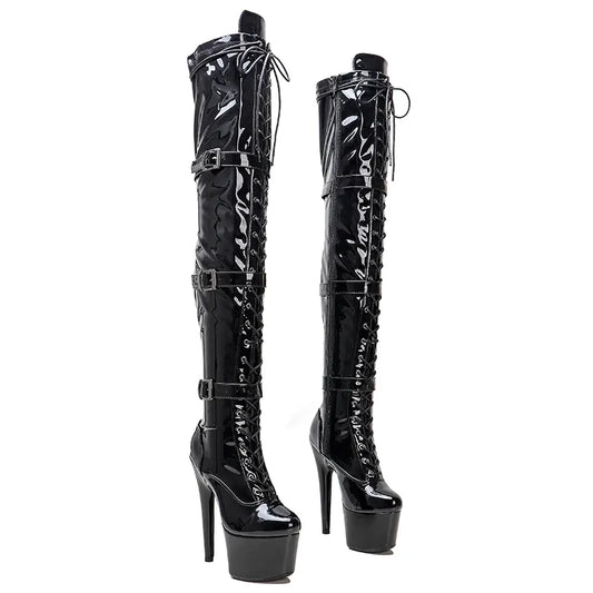 17CM/7inches glitter PU Pole dancing shoes High Heel platform Pole Dance boot