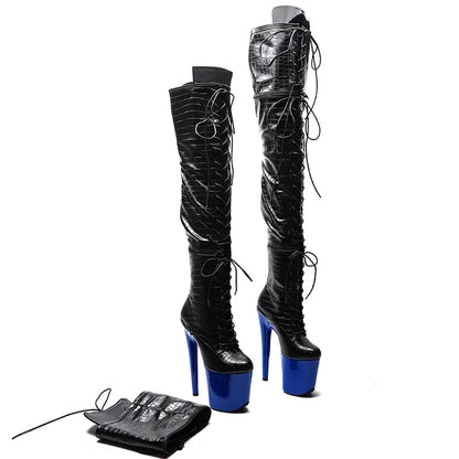 20CM/8Inch PU  Upper Zipper split boots Women New Design Three ways wear boots Extreme High Heel  Detachable boots