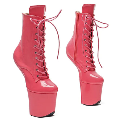patent Upper  Platform Ankle Boots y Exotic heelless pole dance shoes