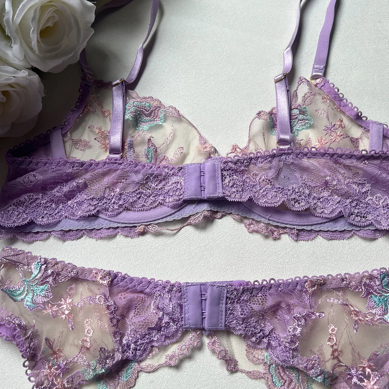Ellolace Fairy Lingerie Sexy Onlyfans Kit Delicate Underwear Transparent Bra Sissy Erotic Outfits Fancy Lace Underwear 5-Piece