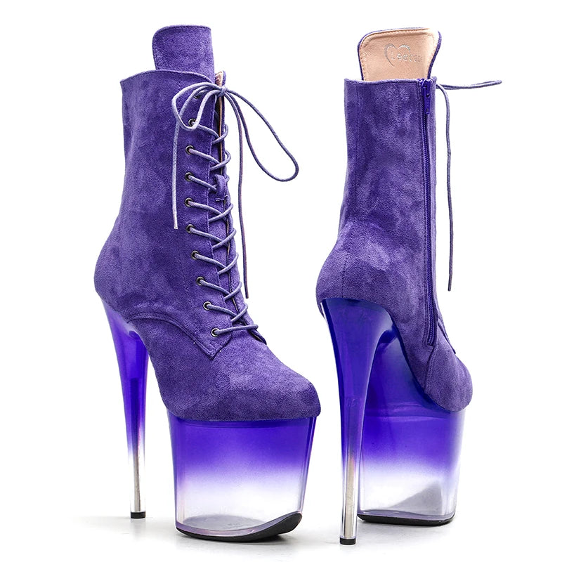 20CM/8Inch Suede Upper y  model for  lady ankle boots High Heels platform  Pole Dance boot