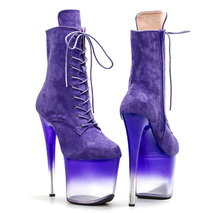 20CM/8Inch Suede Upper y  model for  lady ankle boots High Heels platform  Pole Dance boot