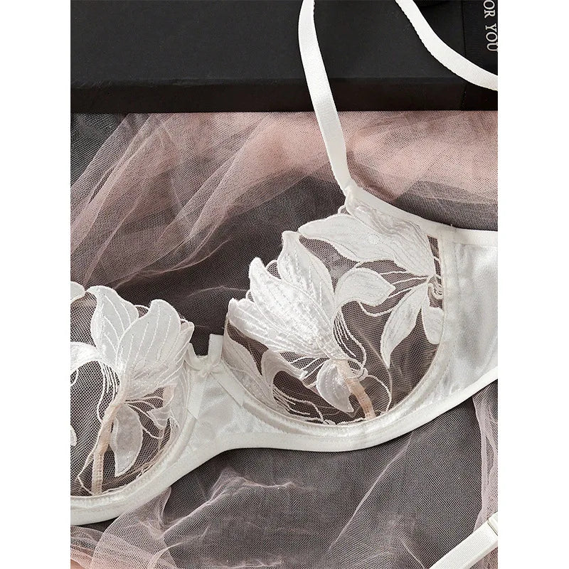 Ellolace Lingeries Sets Sexy Embroidery Lace Bra Erotic Outfit See Through Romantic Only Fans Lingeries Sissy Bilizna Couple Kit