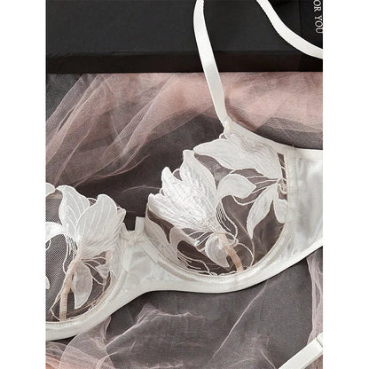 Ellolace Lingeries Sets Sexy Embroidery Lace Bra Erotic Outfit See Through Romantic Only Fans Lingeries Sissy Bilizna Couple Kit