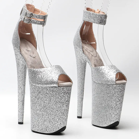 23CM/9inches glitter PU upper  Platform y  High Heels Sandals Pole Dance shoes