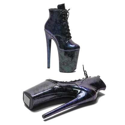 23CM/9inches PU upper y Short Boots Nightclub  Stiletto Pumps Side Zipper High Heels Women's Party Shoes 2B