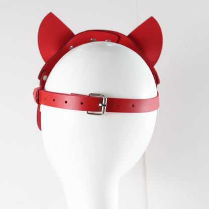 Women  Red  Mask Half Face Cosplay Leather  Party Mask Chain Harness Necklace Masquerade Ball  Punk Fancy Masks