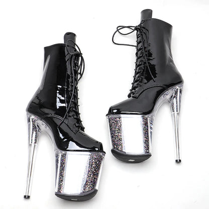 20CM/8inches Patent PU upper Pole dancing shoes High Heel platform Boots open toe Pole Dance boots