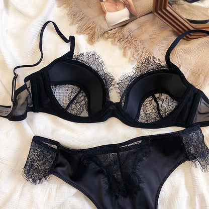 Ellolace Casual Lingerie Sexy Lace See Through Attractive Chest 2 Piece Set Outfit Intimate Woman Extreme Fantasy Underwear