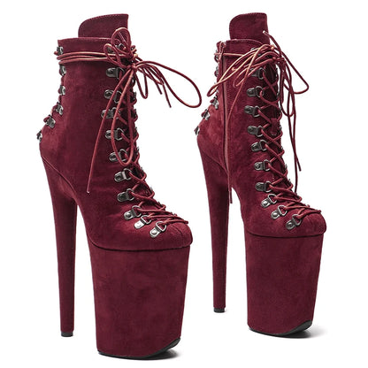 23CM/9inches Suede Pole dance shoes High Heels Ankle Boots y  Stripper Shoes platform boots 3B