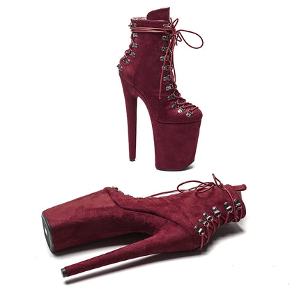 23CM/9inches Suede Pole dance shoes High Heels Ankle Boots y  Stripper Shoes platform boots 3B