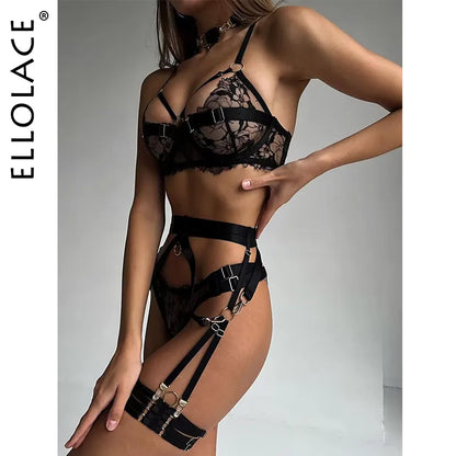 Fancy Lingerie Luxury Lace Fine Underwear Bra Kit Push Up Floral Intimate See Through Seamless Delicate Exotic Sets