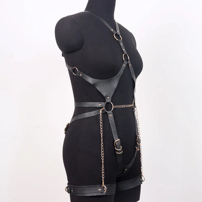 Harness Handmade Chains Pu Leather Garter Woman Fashion Belts Goth Punk Body  Festival Rave Clothing Accessories