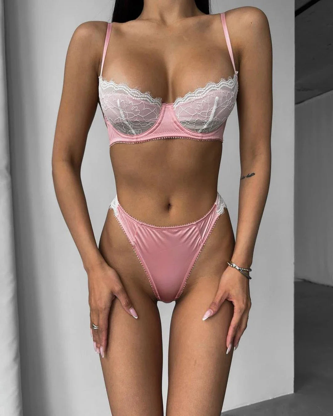 Ellolace Ensemble Lingerie Sexy Woman Push Up Lace Sexy Outfits See Through Romantic New Underwear Erotic Bilizna Onlyfans