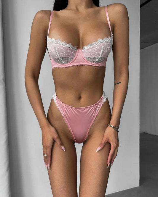 Ellolace Ensemble Lingerie Sexy Woman Push Up Lace Sexy Outfits See Through Romantic New Underwear Erotic Bilizna Onlyfans