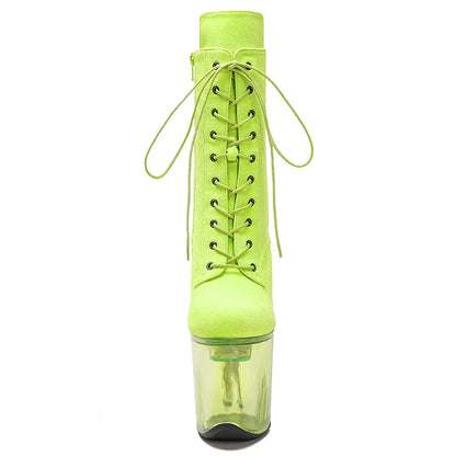20CM/8Inch lady  LED Light Up Shoes Glowing platform  boots   Catwalk Shoes Round Toe Heels Stripper Pole Dance boot 3L