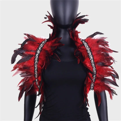 Shoulder Cape for Women Cloak Party Coat Feather Punk Gothic Coat Woman Prom Clothes Shawl Feather Cosplay Coats Jackets