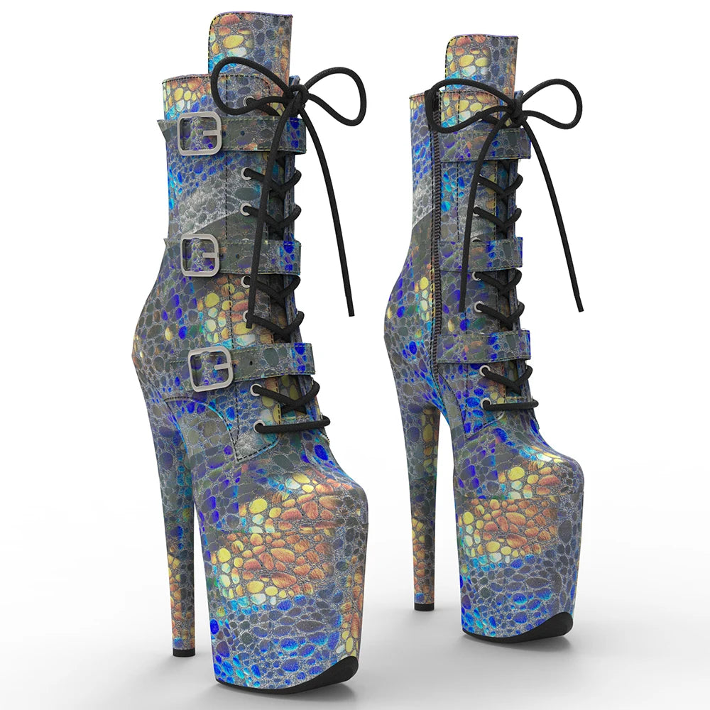 20CM/8inches PU  Upper  colorful   color platform Pole dance shoes High Heels Pole Dance boot